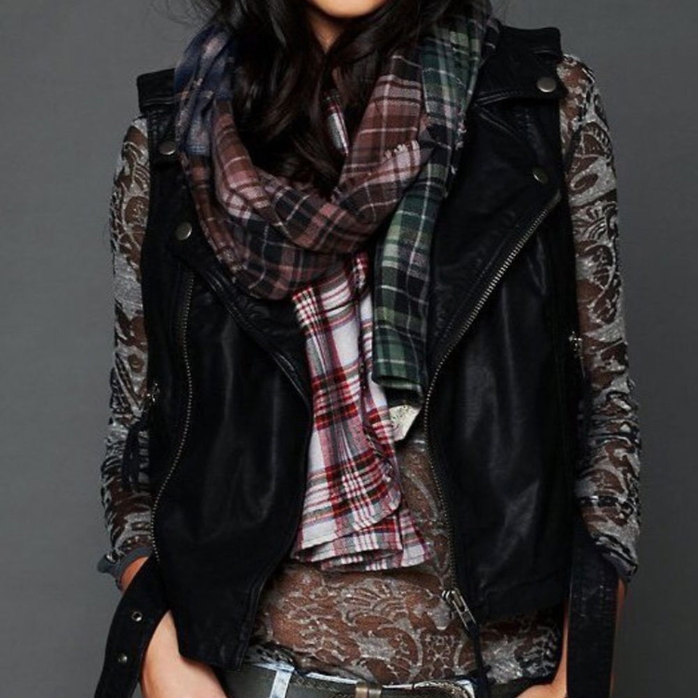 Free people Embroidered Back Vegan Leather Vest